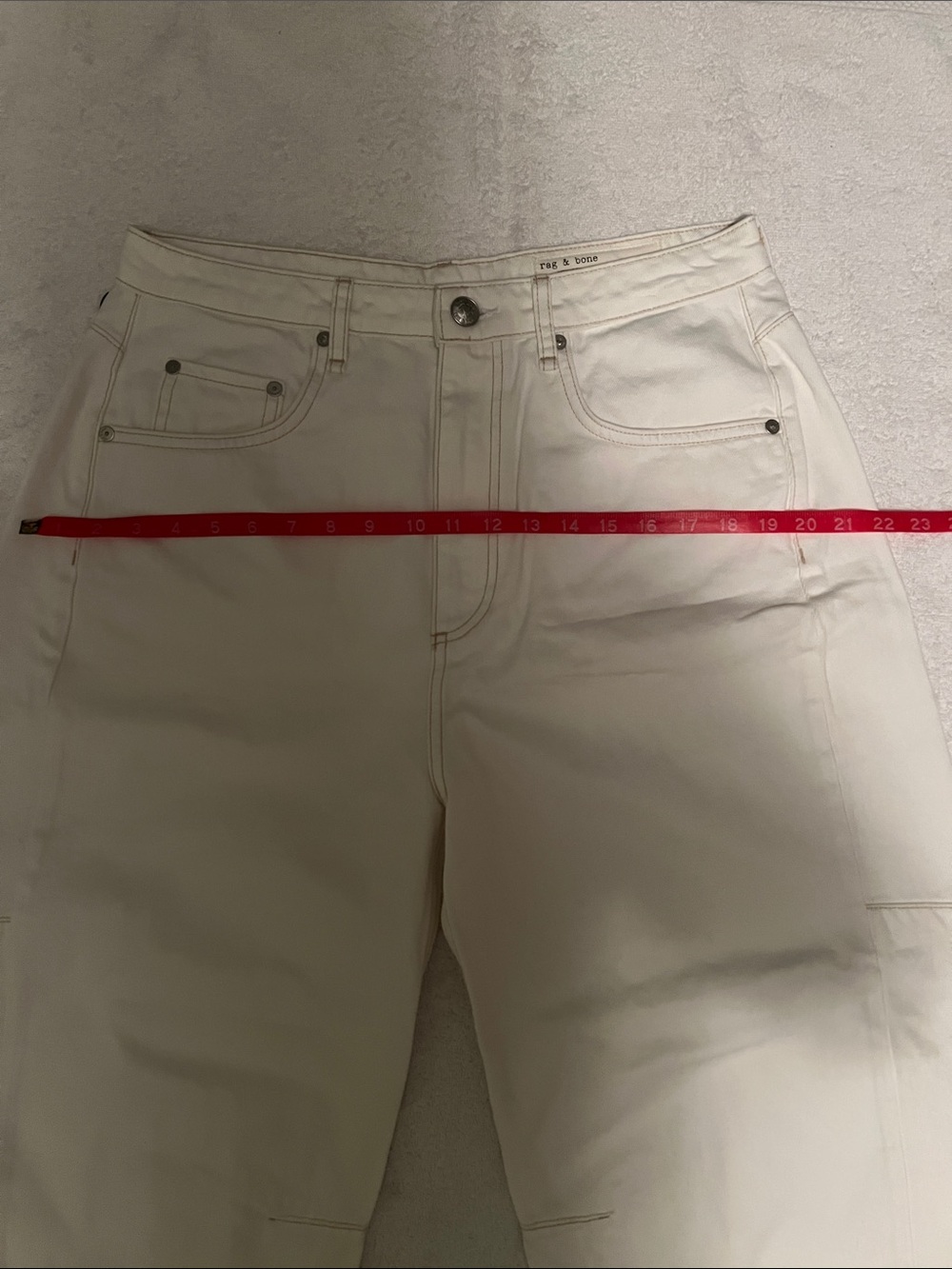 rag & bone The Charlie Women’s High-Rise Barrel Jeans, Off-White, 30 - Picture 15 of 15